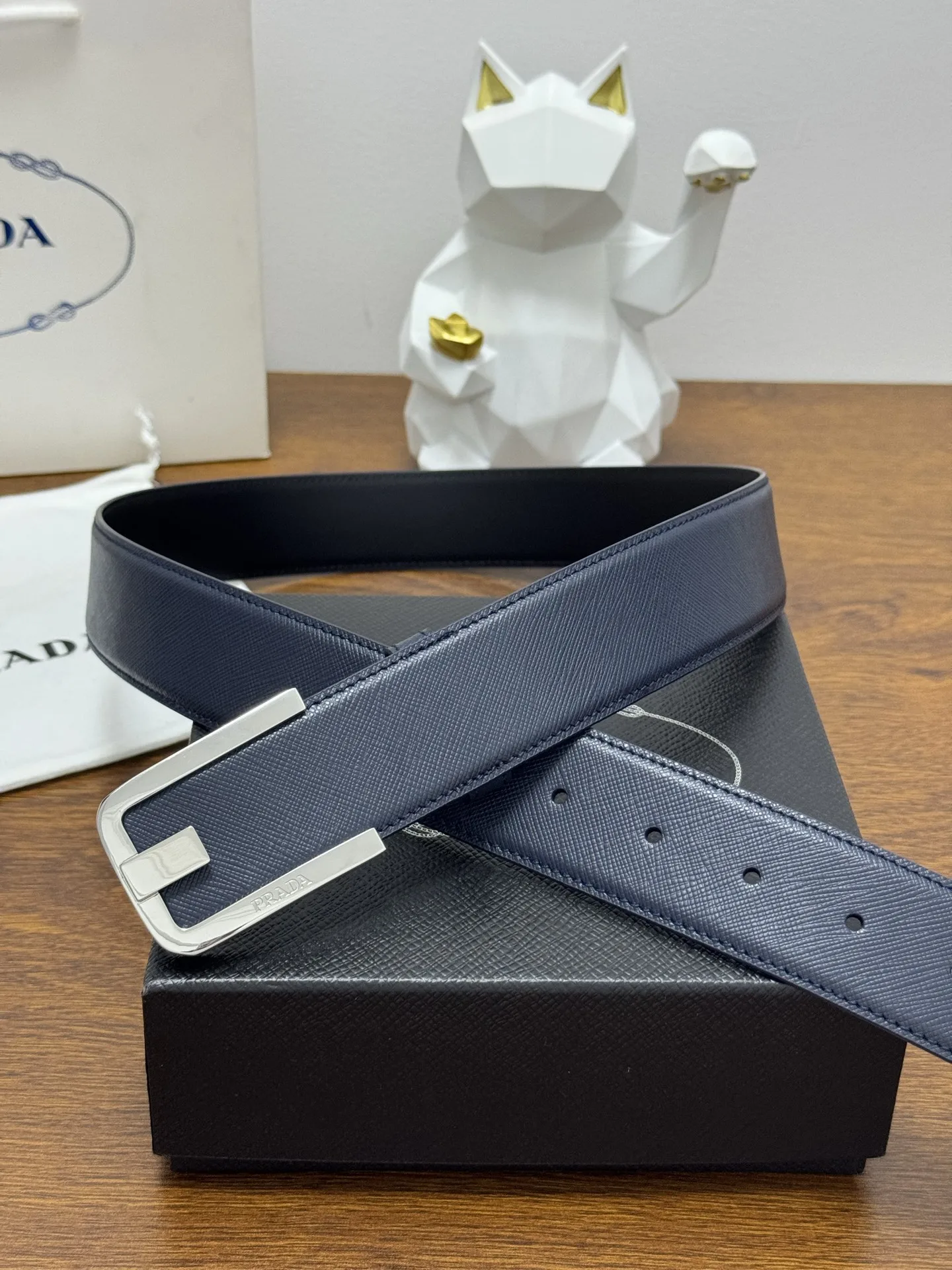 Prada 40MM Men s Plain Texture Cowhide Leather Belt