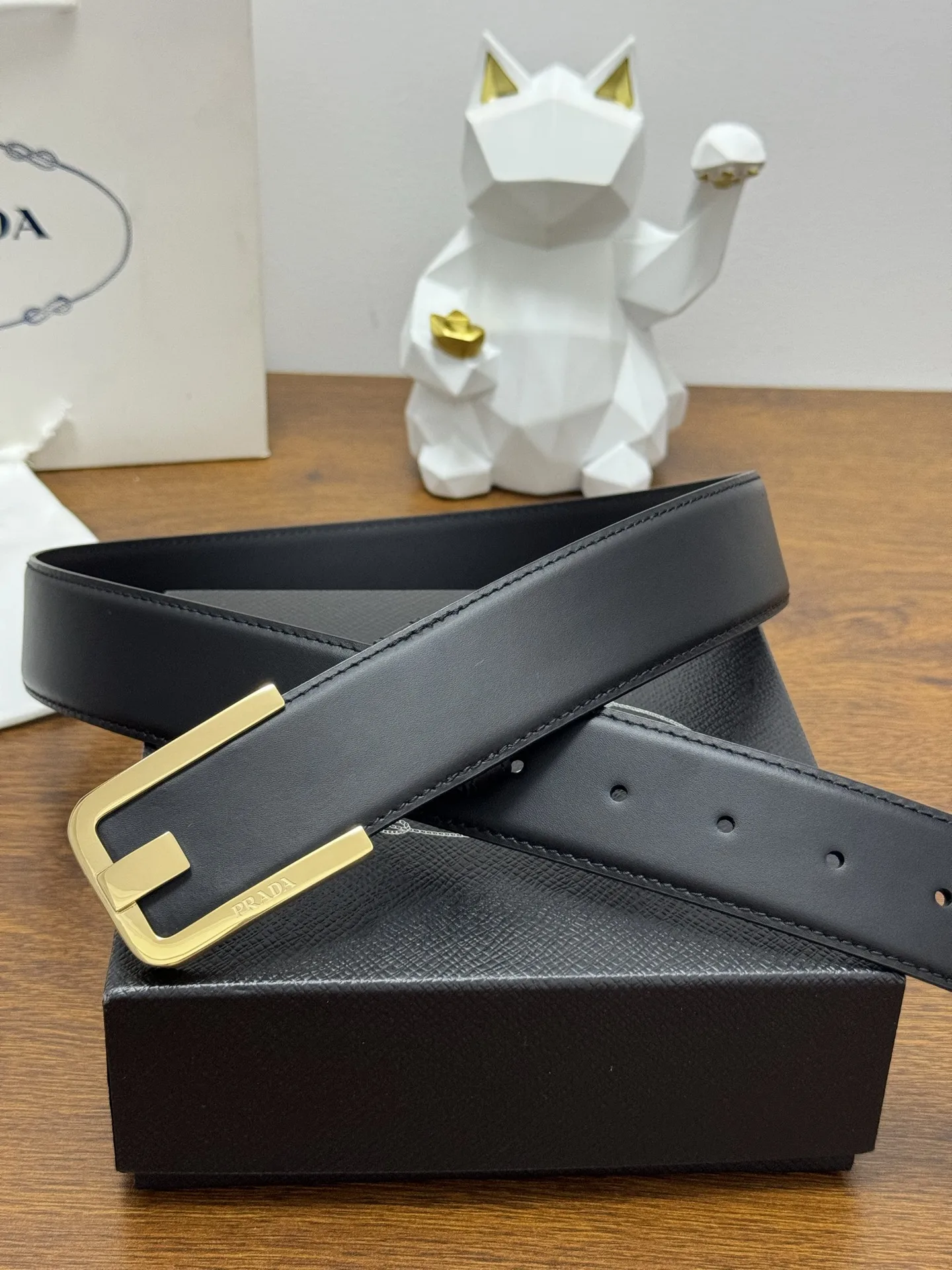 Prada 40MM Men s Plain Texture Cowhide Leather Belt