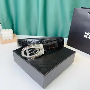 35MM Width Men s Automatic Buckle Leather Belt Automatic Smooth Buckle Waist Belt Replica Montblanc Mens Belts