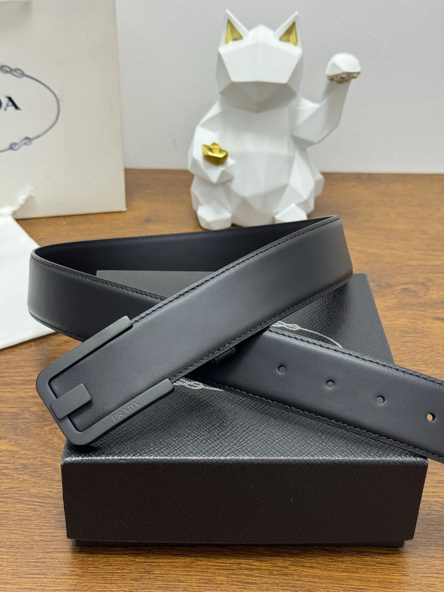 Prada 40MM Men s Plain Texture Cowhide Leather Belt