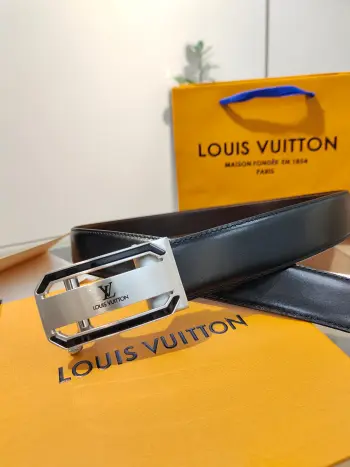 35mm width men s automatic leather belt, automatic smooth buckle belt Replica Louis Vuitton Mens Belts