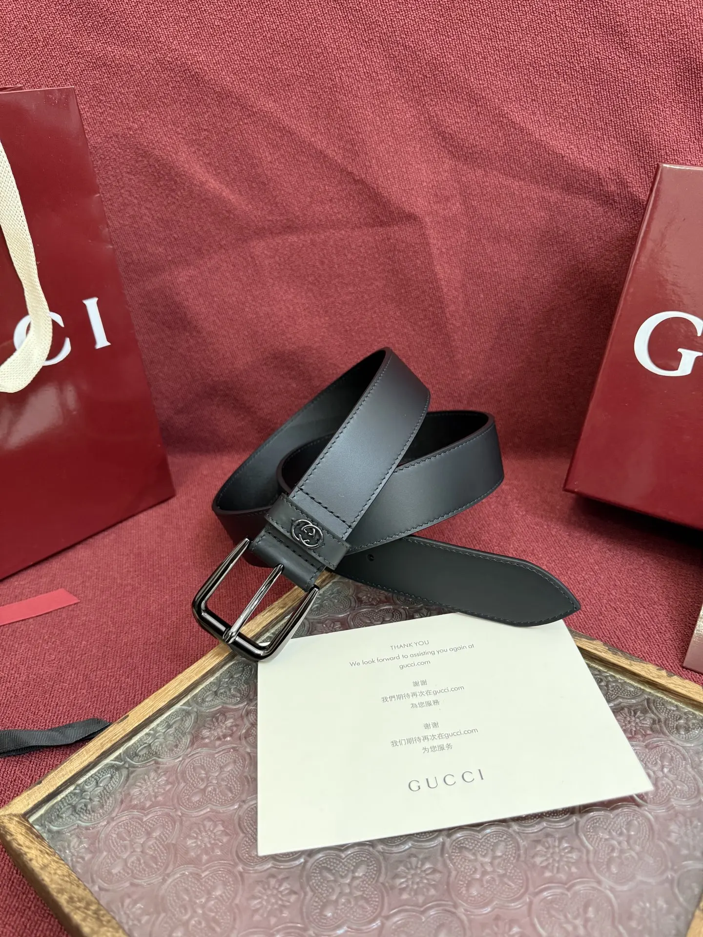 Gucci 673921 AP0N 4099 Men s Business Cowhide Leather Belt 35MM