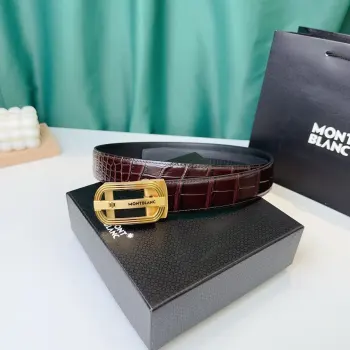 35MM Width Men s Automatic Buckle Leather Belt Automatic Smooth Buckle Waist Belt Replica Montblanc Mens Belts