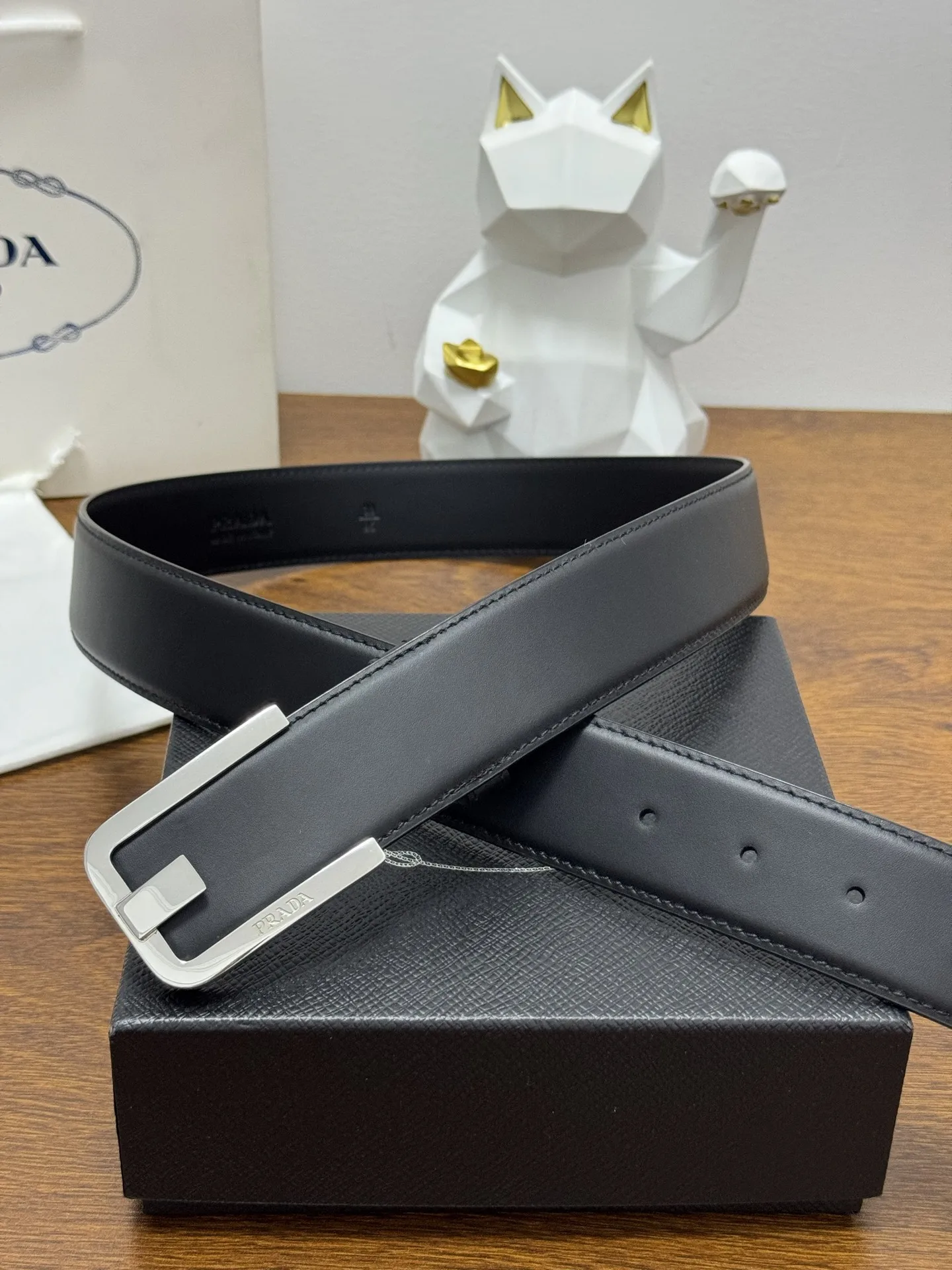 Prada 40MM Men s Plain Texture Cowhide Leather Belt