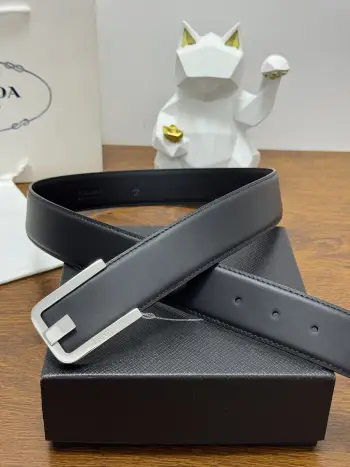40MM Men s Plain Texture Cowhide Leather Belt Replica Prada Mens Belts