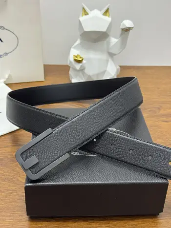 40MM Men s Plain Texture Cowhide Leather Belt Replica Prada Mens Belts