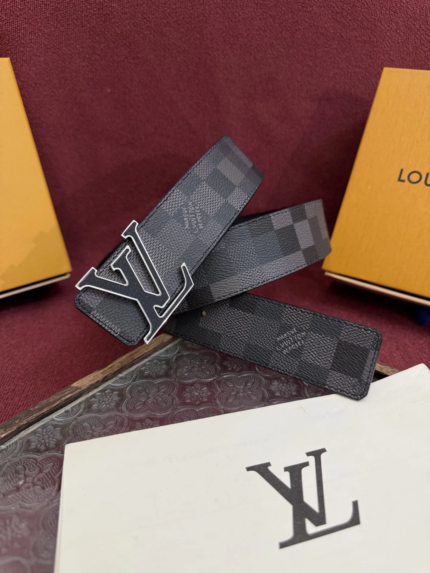 Louis Vuitton 40mm width, double-sided original custom imported fabric men s belt