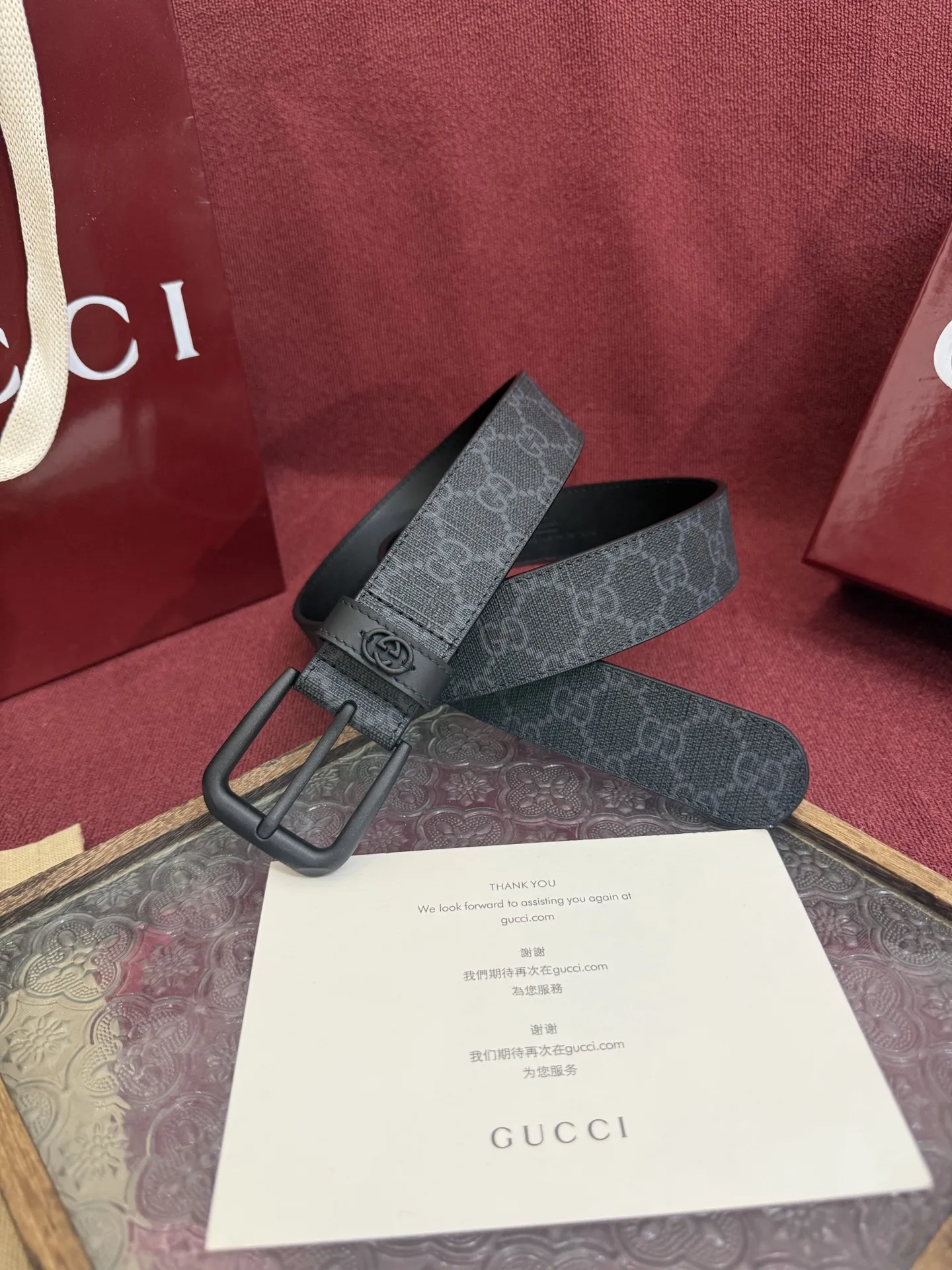 Gucci 673921 92TIN 1000 Men s Leather Belt, 3.5cm Width