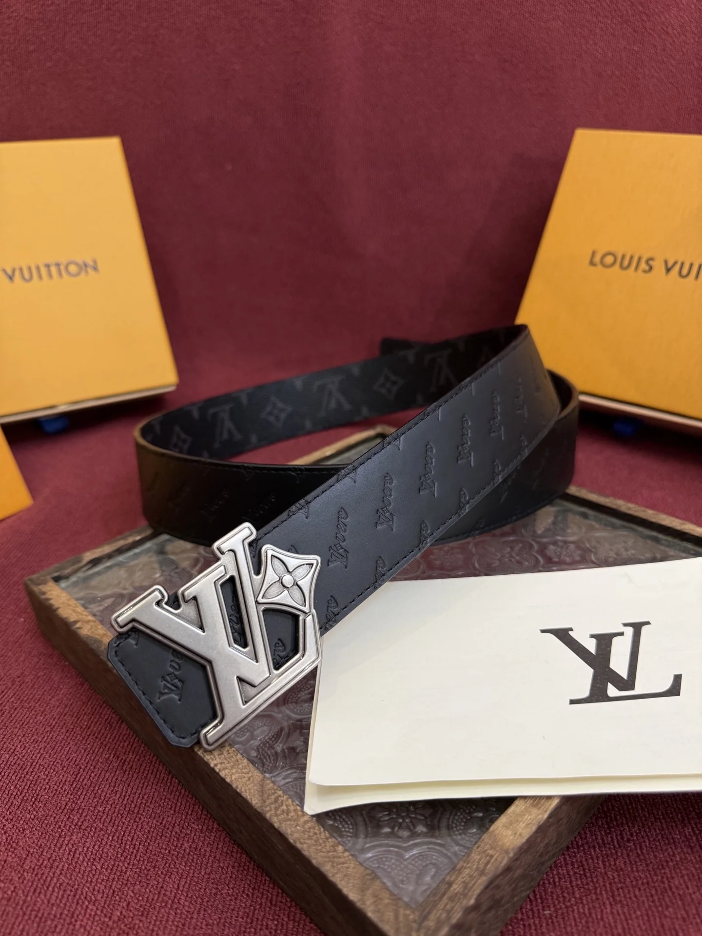 Louis Vuitton 40mm width double-sided original custom imported fabric men s belt