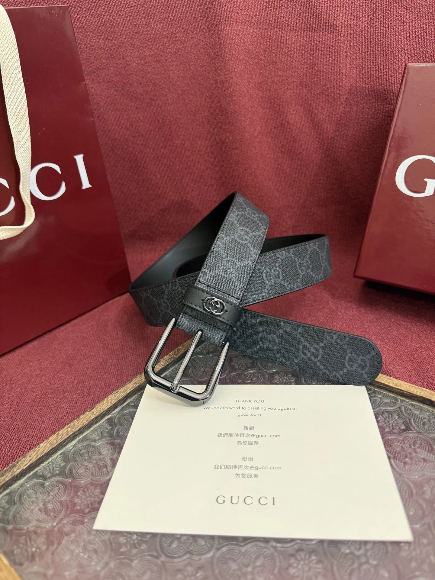 Gucci 673921 92TIN 1000 Men s Belt, 3.5cm Width