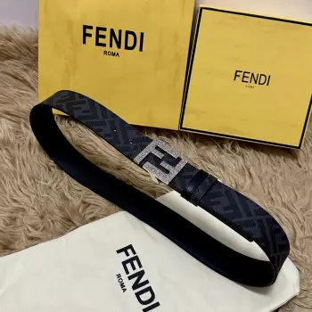 Cuoio Romano 4.0CM Reversible Belt with Double Loop for Men Replica Fendi Mens Belts