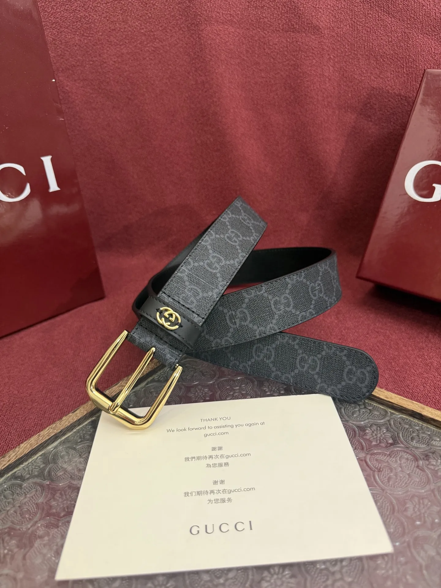 Gucci 673921 92TIN 1000 Men s Leather Belt, 3.5cm Width