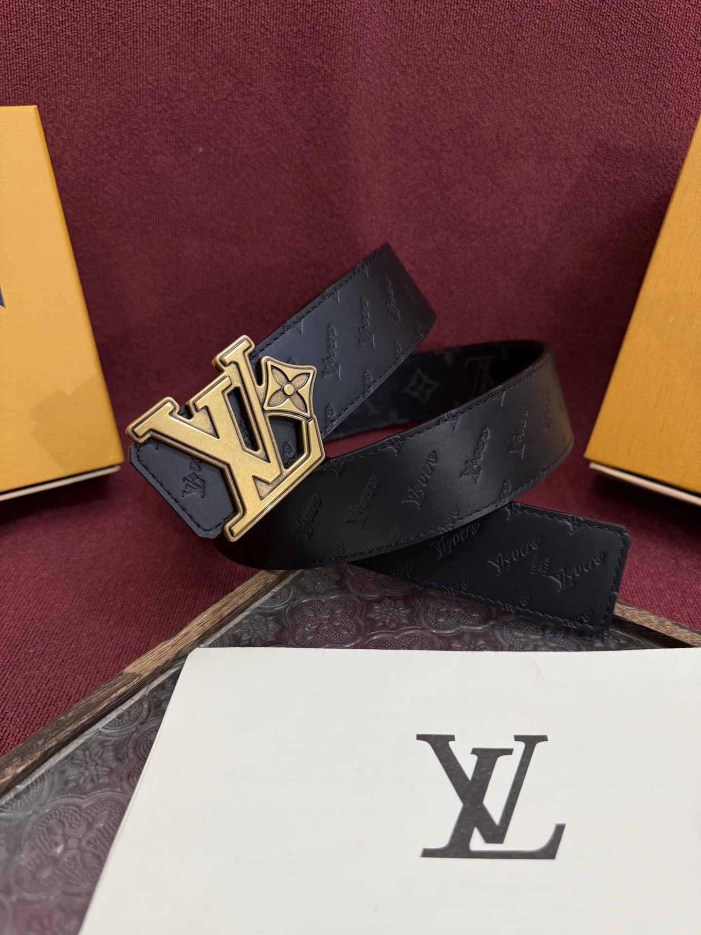 Louis Vuitton 40mm width double-sided original custom imported fabric men s belt