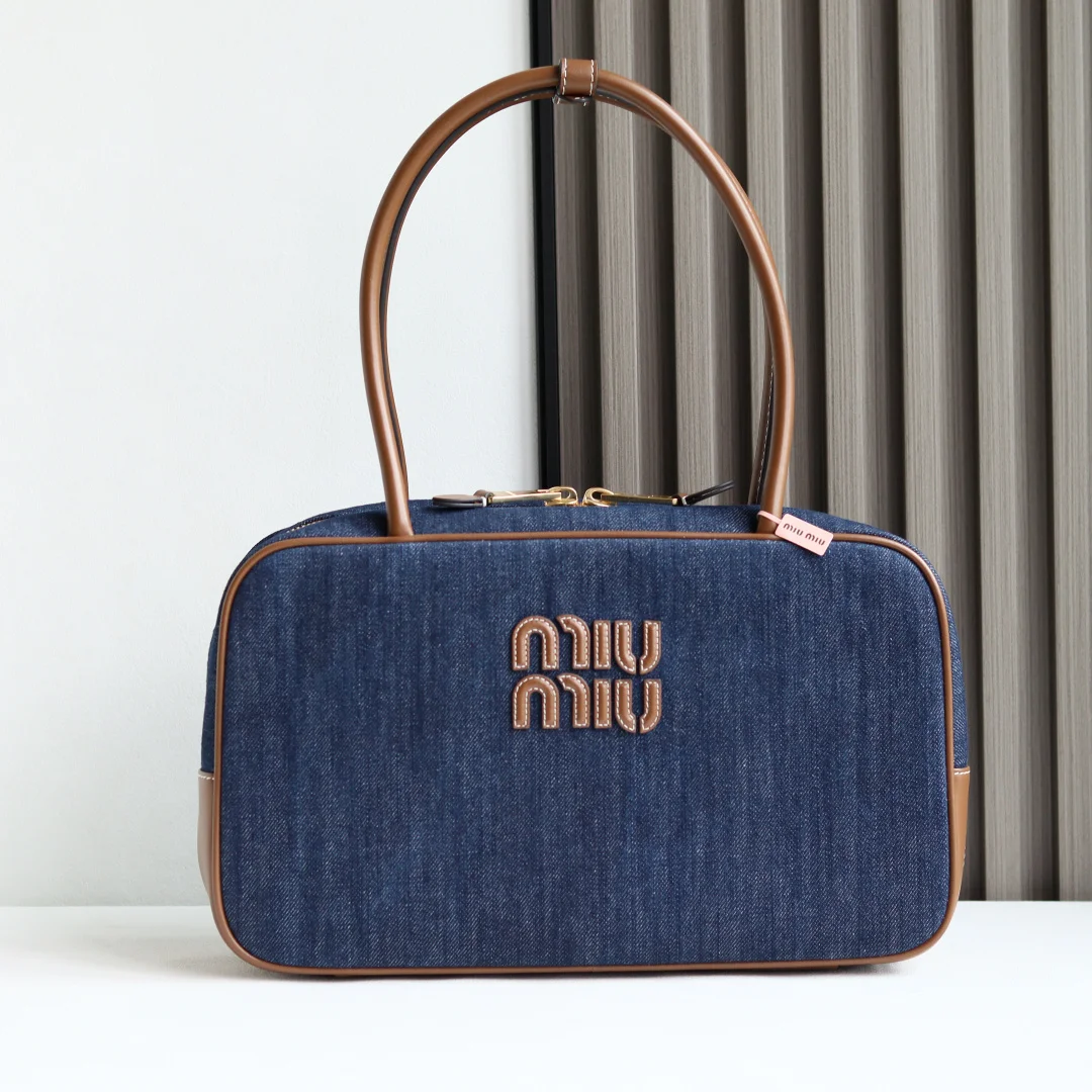 MIU MIU 5bb163 Canvas Bowling Briefcase Women s Tote Bag