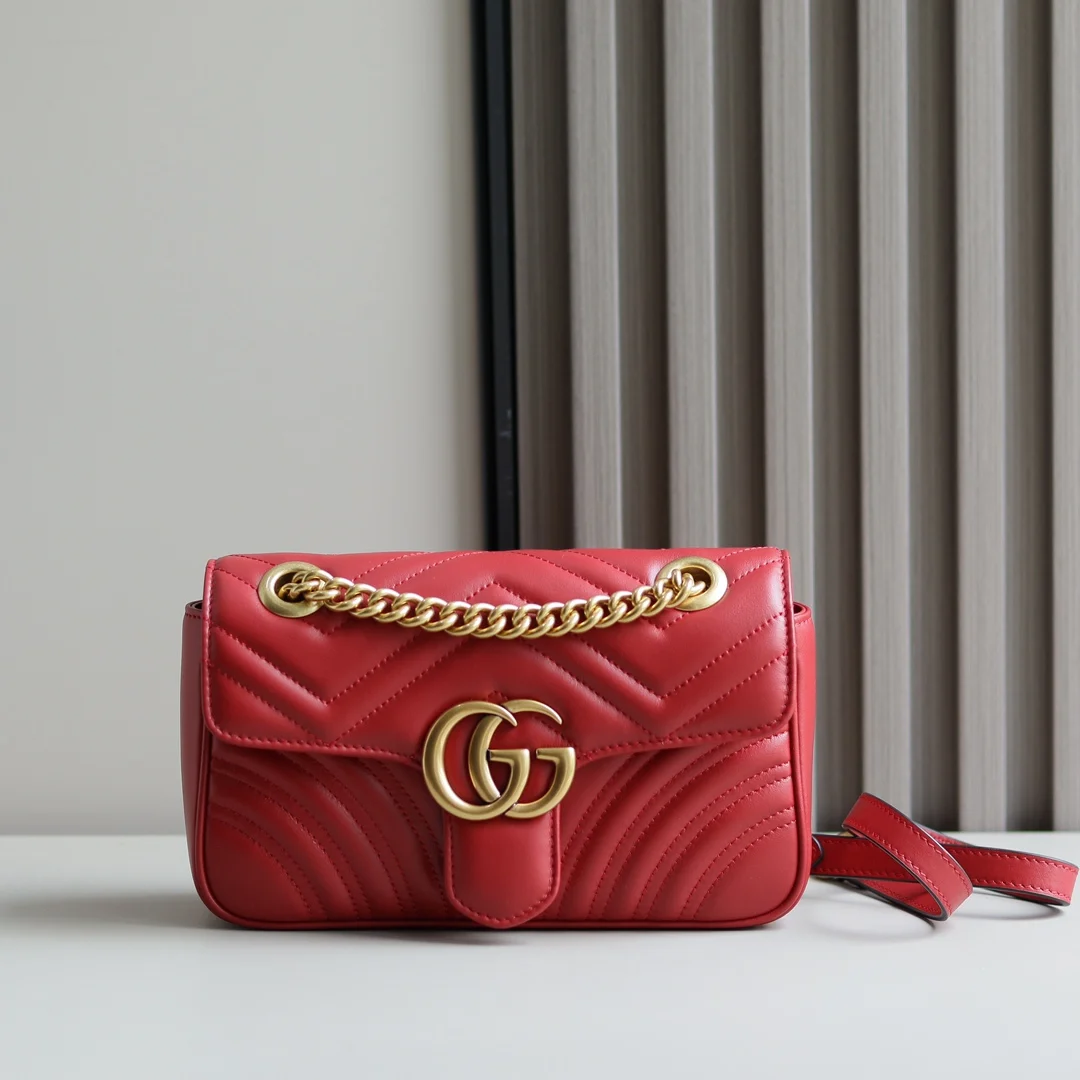 Gucci 446744 GG Marmont Chevron Chain Bag
