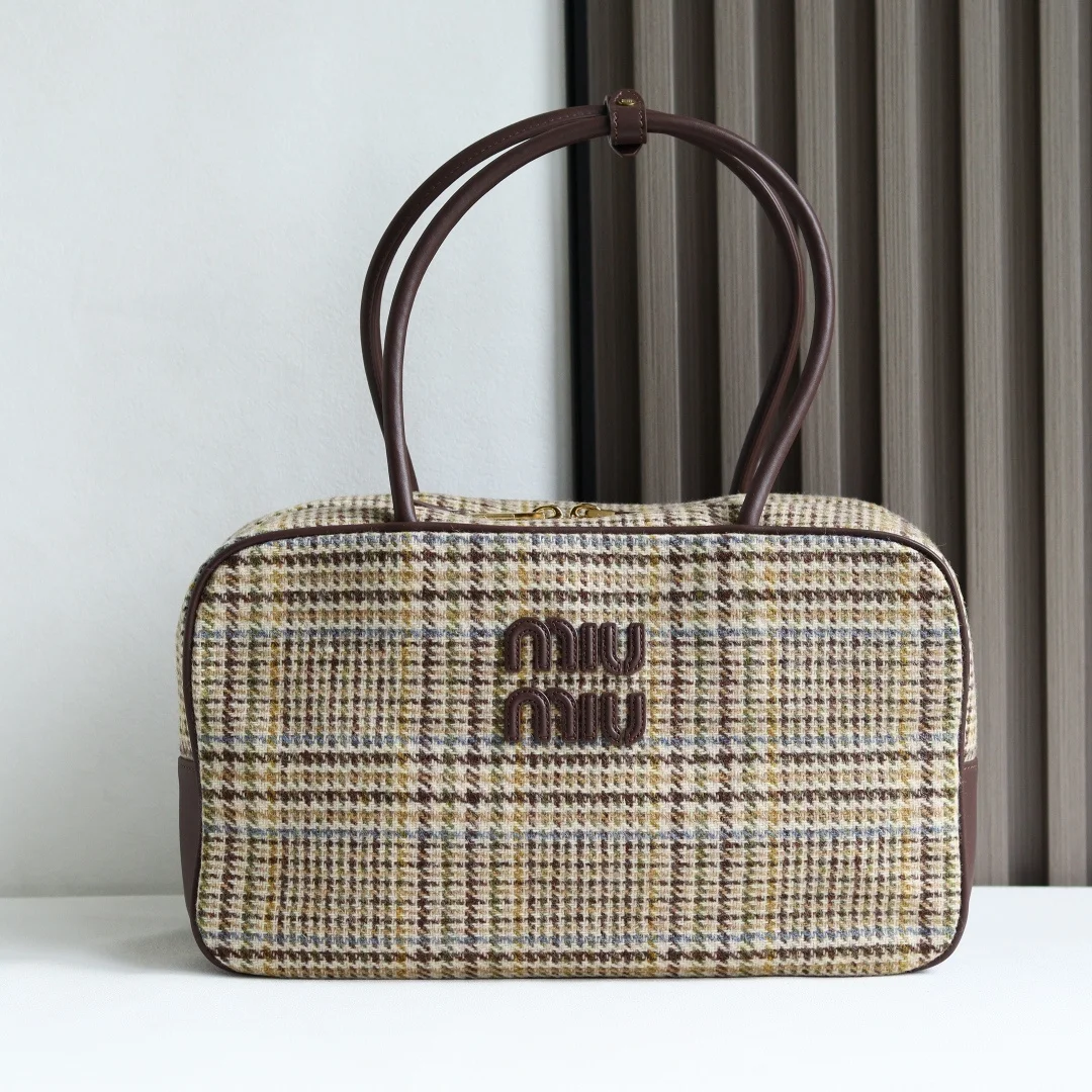 MIU MIU 5bb163 Canvas Bowling Briefcase Women s Tote Bag
