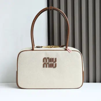 5bb163 Canvas Bowling Briefcase Women s Tote Bag Replica MIU MIU womens bags