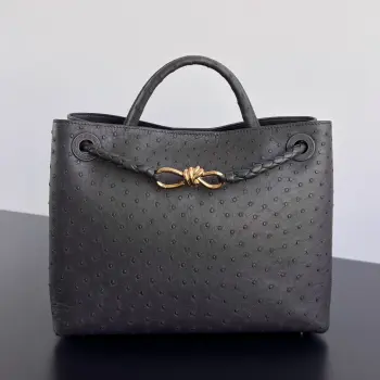 New Ostrich Leather Andiamo Women s Top Handle Shoulder Bag Replica Bottega Veneta womens bags