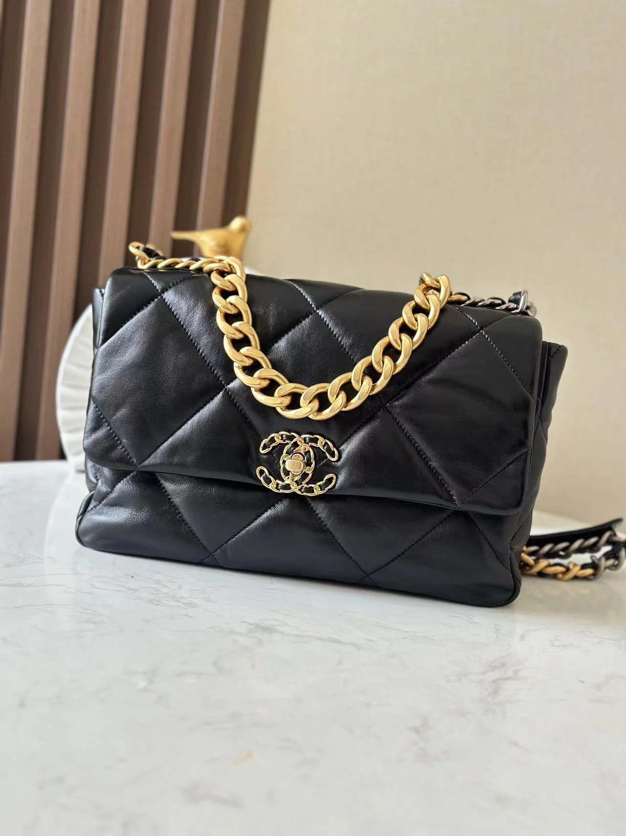 Chanel AS1161 Chanel 19 Series Goatskin Flap Bag, Top Handle and Crossbody Bag