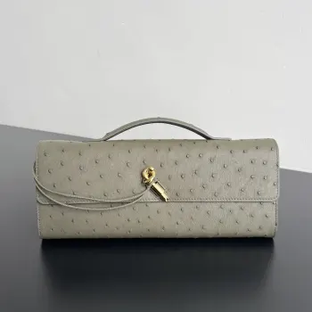 New Andiamo clutch in ostrich leather Replica Bottega Veneta clutches