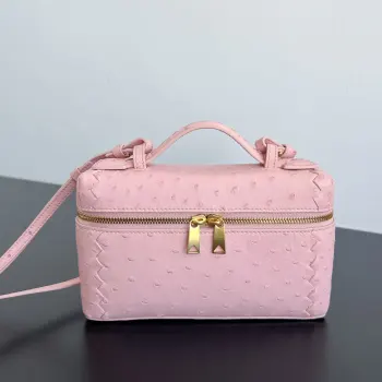 New Ostrich Leather Cosmetic Bag Crossbody Bag Replica Bottega Veneta womens bags