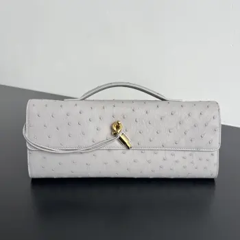 New Andiamo clutch in ostrich leather Replica Bottega Veneta clutches