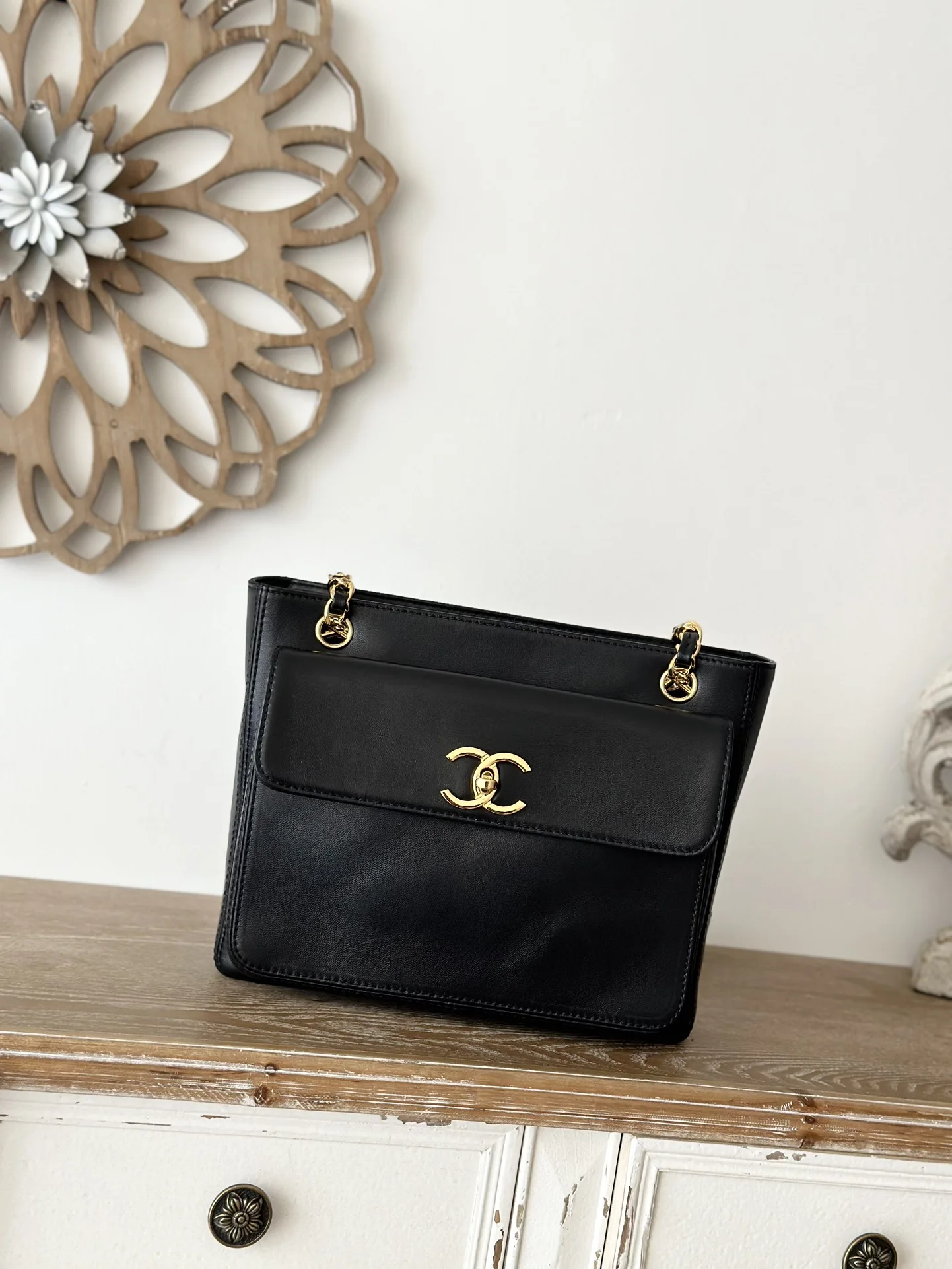 Chanel A2214 Vintage Shopping Tote Crossbody Bag