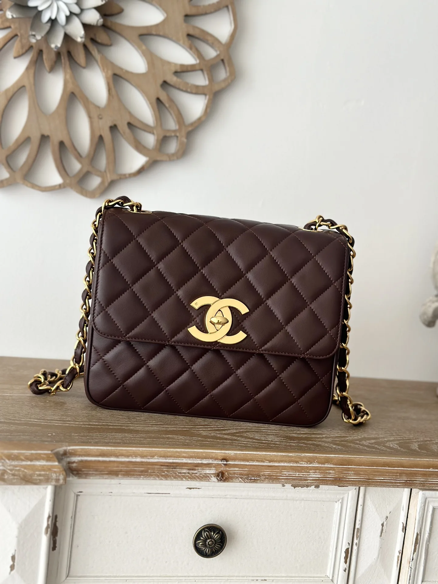 Chanel A2218 Vintage Discontinued Gold Buckle Medium CF Women s Crossbody Bag