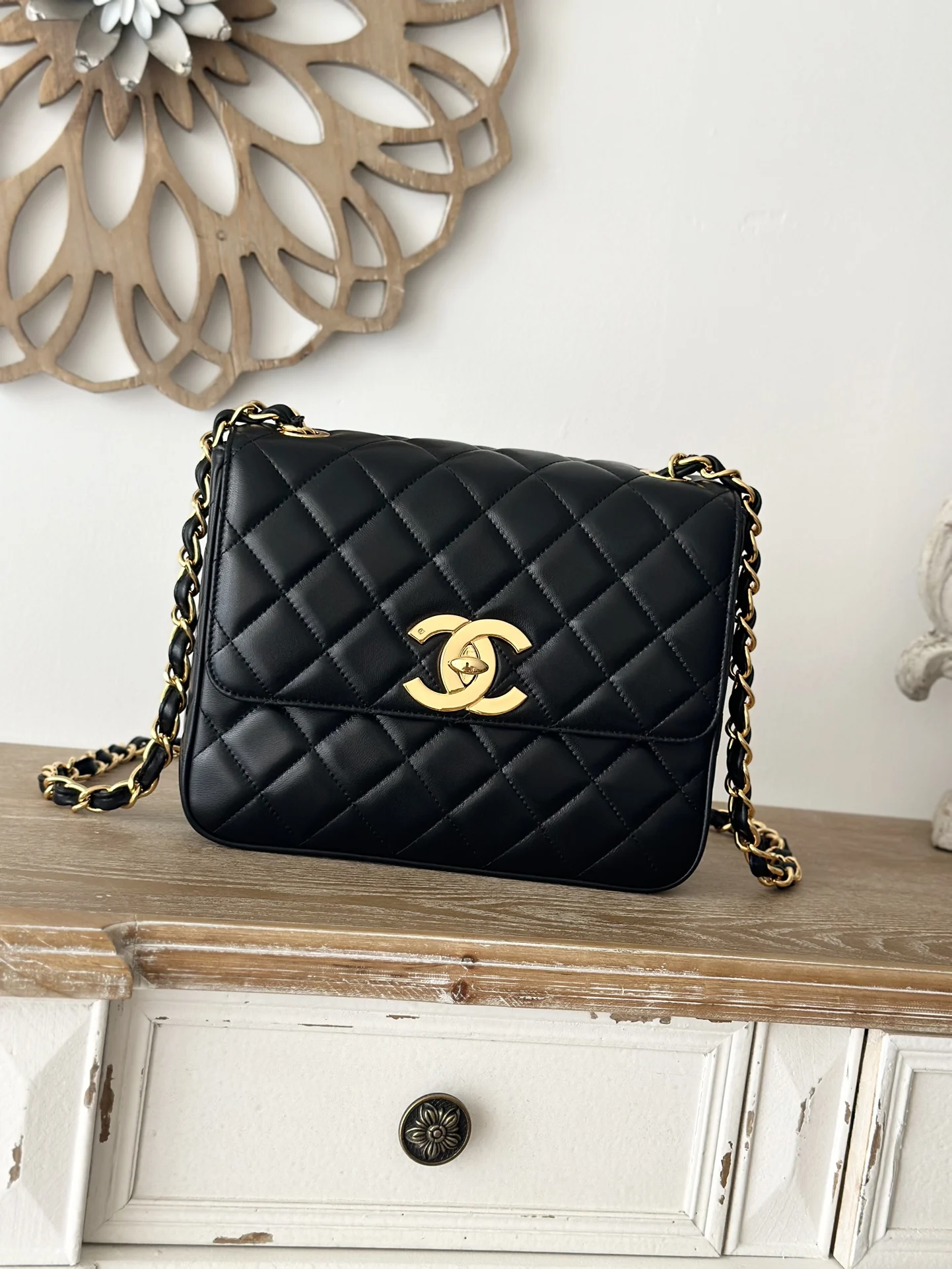 Chanel A2218 Vintage Discontinued Gold Buckle Medium CF Women s Crossbody Bag