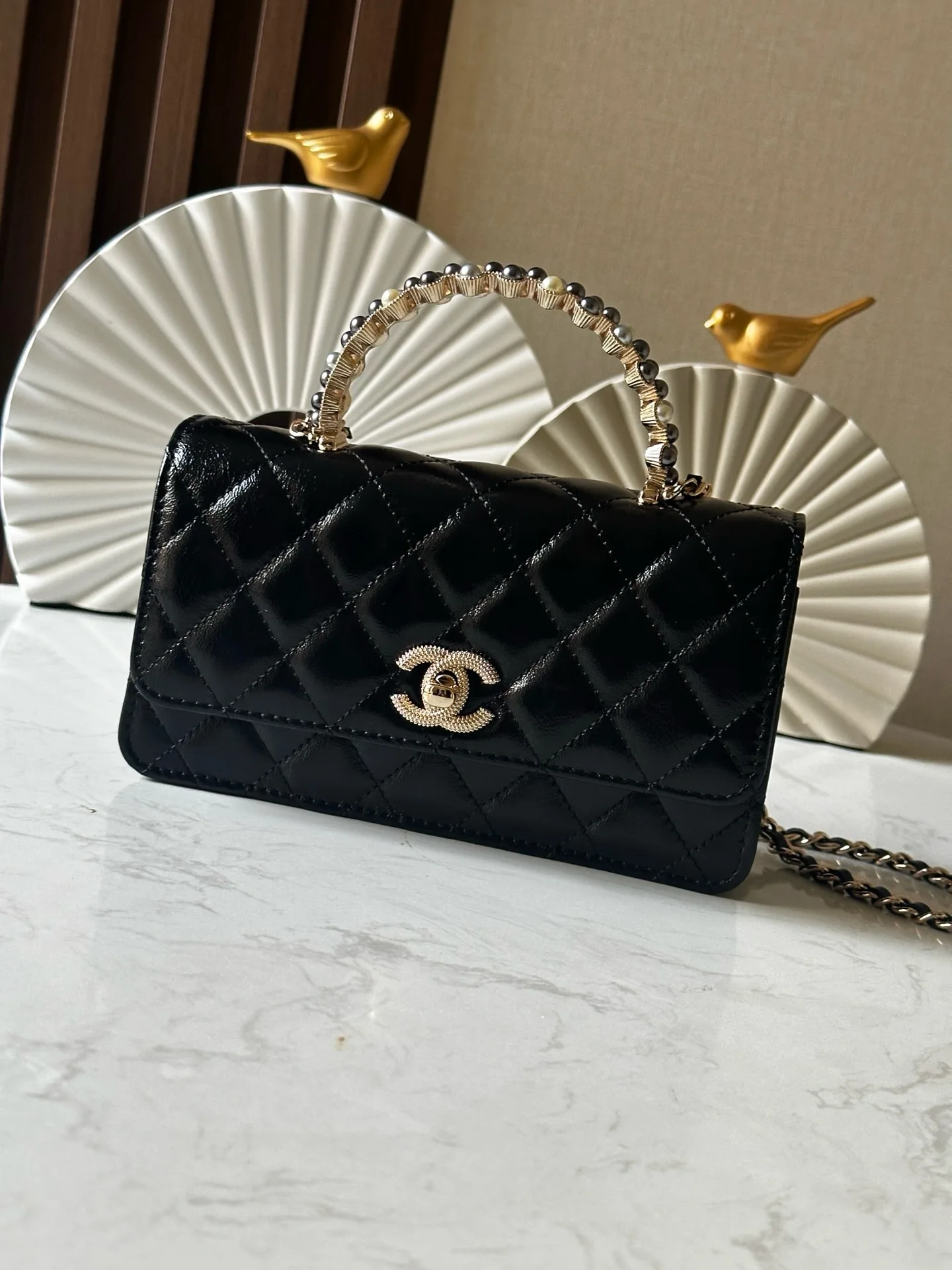 Chanel 66048 24P Pearl Handle WOC Women s Top Handle Crossbody Bag