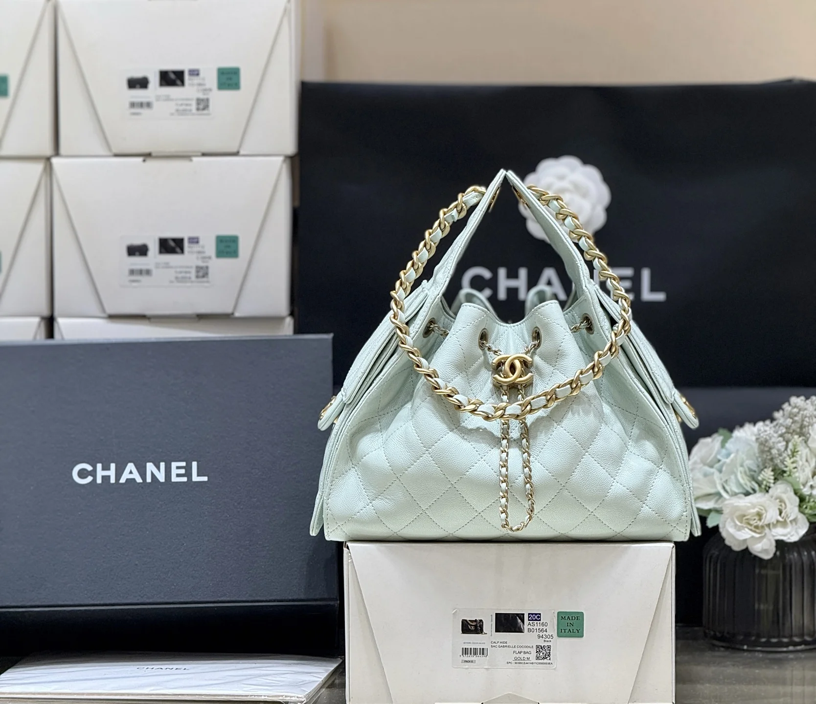 Chanel AS5293 25C Popular Hobo Underarm Bag Women s Shoulder Backpack