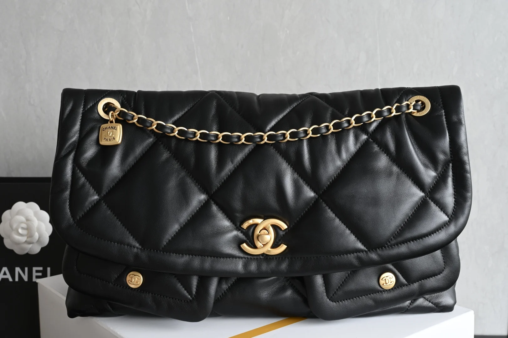 Chanel 5727 25k Double Pocket Hobo Crossbody Bag