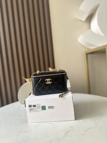 66064 25s Double Gold Ball Boxy Cosmetic Bag Women s Crossbody Bag Replica Chanel womens bags