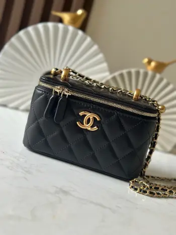 66049 24C Double Gold Ball Box Cosmetic Bag Women s Handbag Crossbody Bag Replica Chanel womens bags