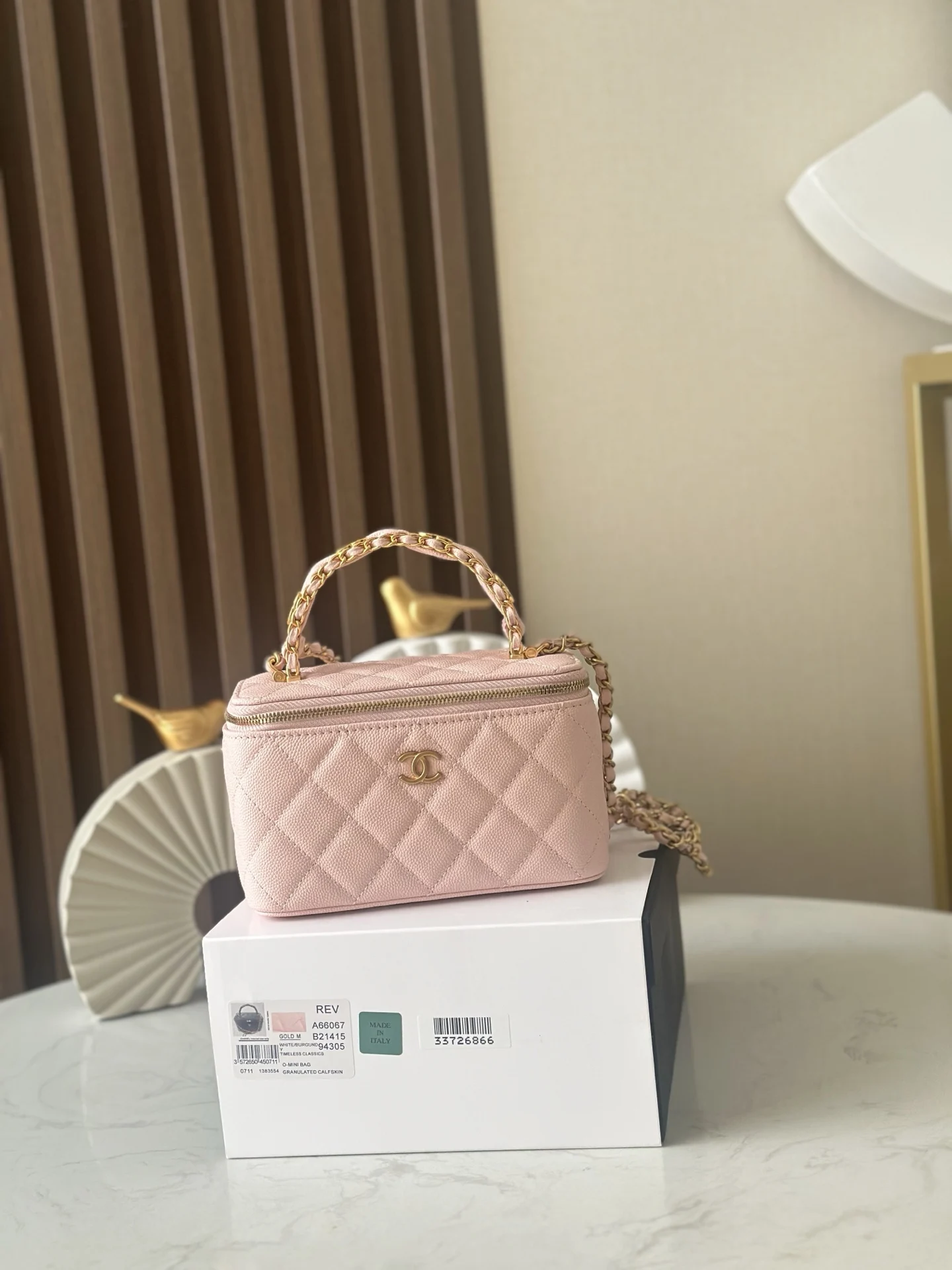 Chanel 66067 25B Double C Thick Handle Cosmetic Case Makeup Bag Women s Handbag Crossbody Bag