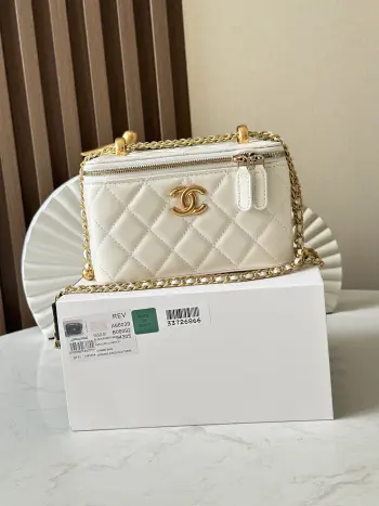 66049 24C Double Gold Ball Box Cosmetic Bag Women s Handbag Crossbody Bag Replica Chanel womens bags