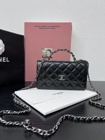 AP3566 Ladies  Top Handle Crossbody Bag with Rhinestone Handle Replica Chanel womens bags