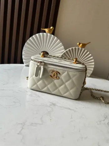 66049 24C Double Gold Ball Box Cosmetic Bag Women s Handbag Crossbody Bag Replica Chanel womens bags