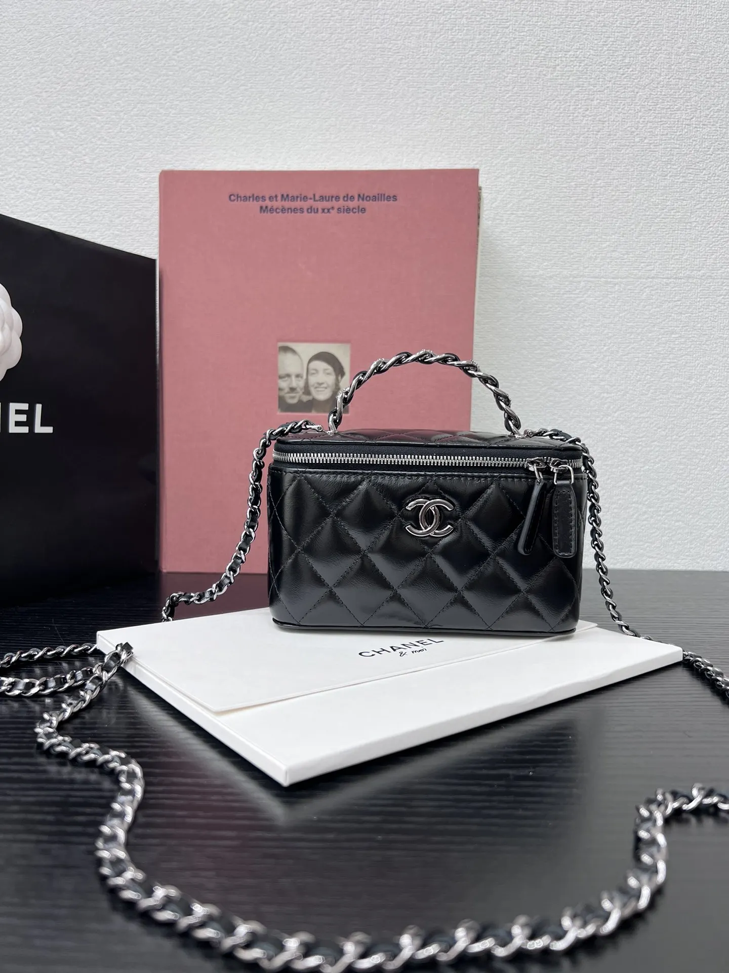 Chanel AP3593 Ladies Top Handle Crossbody Bag with Rhinestone Handle Chanel AP3593 Ladies Top Handle Crossbody Bag with Rhinestone Handle