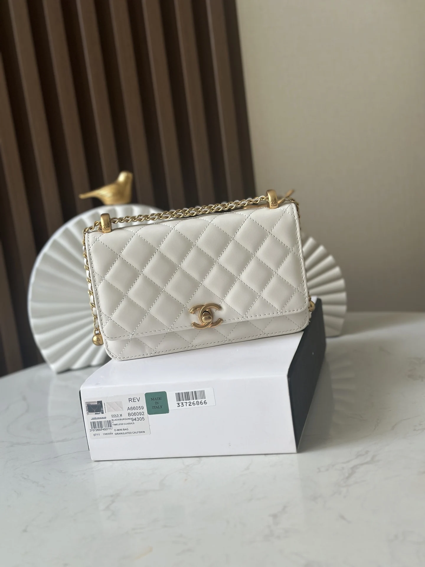 Chanel 66059 24C Small Gold Ball Double Pearl Chain WOC Lucky Bag Women s Crossbody Bag