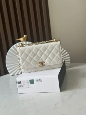 66059 24C Small Gold Ball Double Pearl Chain WOC Lucky Bag Women s Crossbody Bag Replica Chanel womens bags