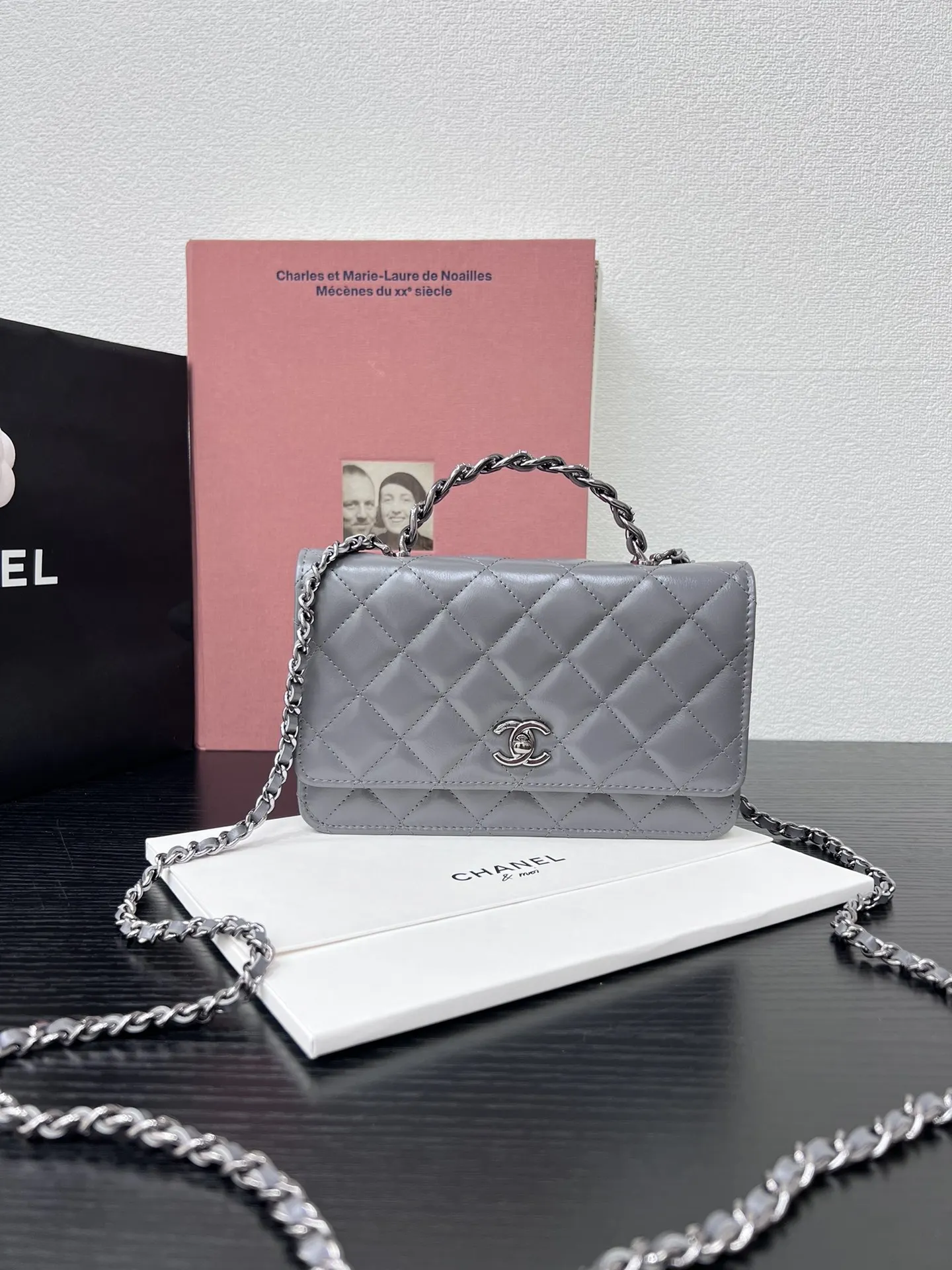 Chanel AP3645 Ladies Top Handle Crossbody Bag with Rhinestone Handle Chanel AP3645 Ladies Top Handle Crossbody Bag with Rhinestone Handle