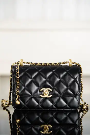 25S Double Gold Ball CF Mini 19cm Handbag Crossbody Bag Replica Chanel womens bags