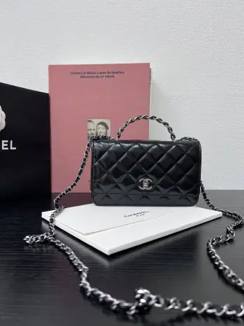 AP3645 Ladies  Top Handle Crossbody Bag with Rhinestone Handle Replica Chanel womens bags