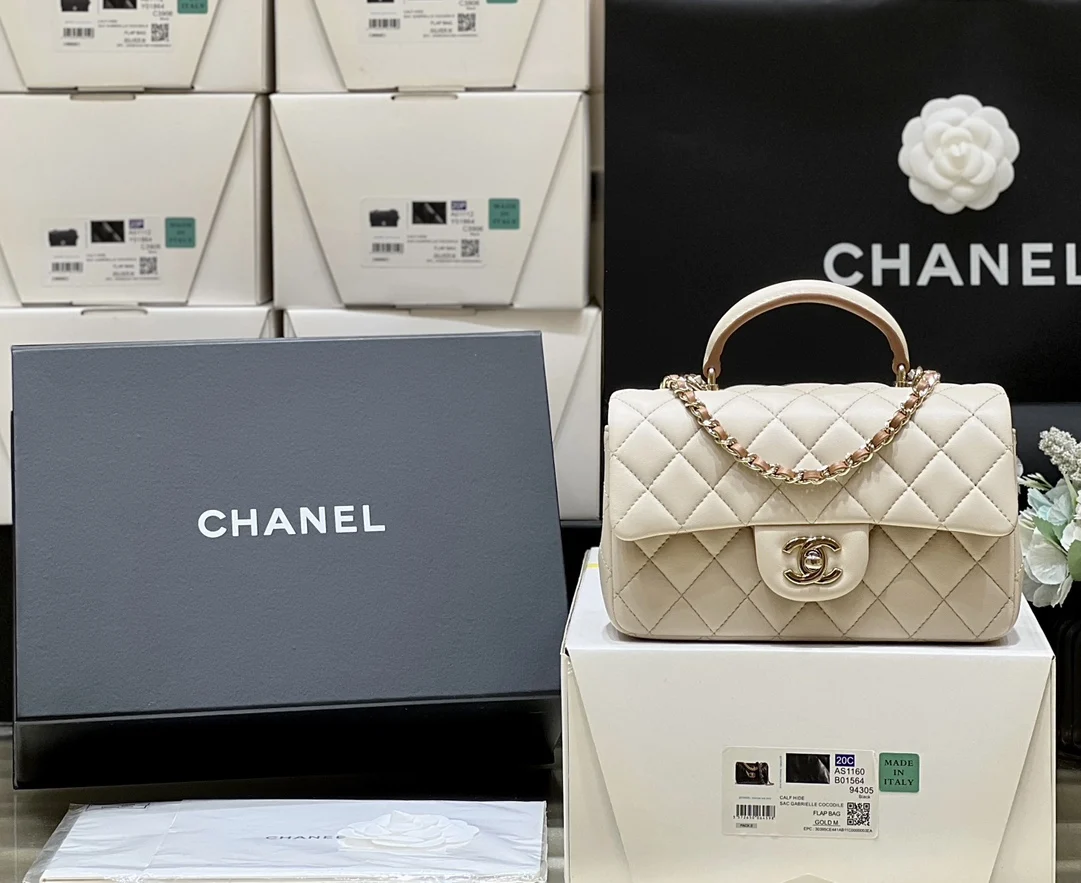 Chanel AS2431 CF Mini Handle 23K Women s Top Handle Flap Bag Chanel AS2431 CF Mini Handle 23K Women s Top Handle Flap Bag