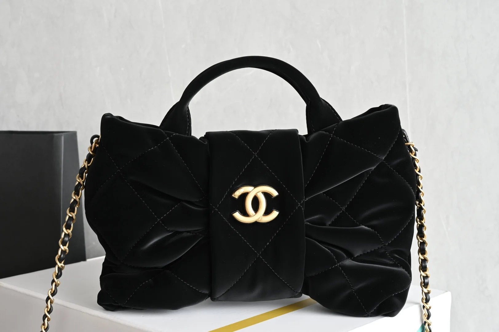 Chanel 5849 25k Velvet Bow Handbag Crossbody Bag