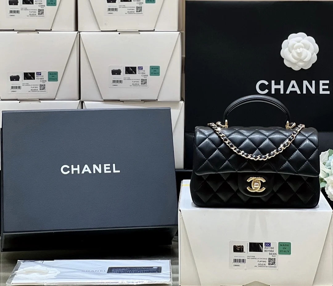 Chanel AS2431 CF Mini Handle 23K Women s Top Handle Flap Bag Chanel AS2431 CF Mini Handle 23K Women s Top Handle Flap Bag