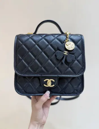 AS5715 25B Gold Coin Clover Double Backpack, Handbag   Backpack Replica Chanel womens bags