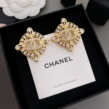 Large four-prong openwork diamond stud earrings Replica Chanel Earrings