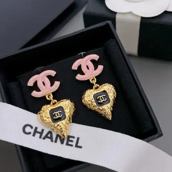 Double C vintage heart stud earrings Replica Chanel Earrings